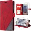 Case for Samsung Galaxy S25 Ultra - BOOLING - Red Leather Effect Shockproof 360° Protection - 2 Tempered Glasses