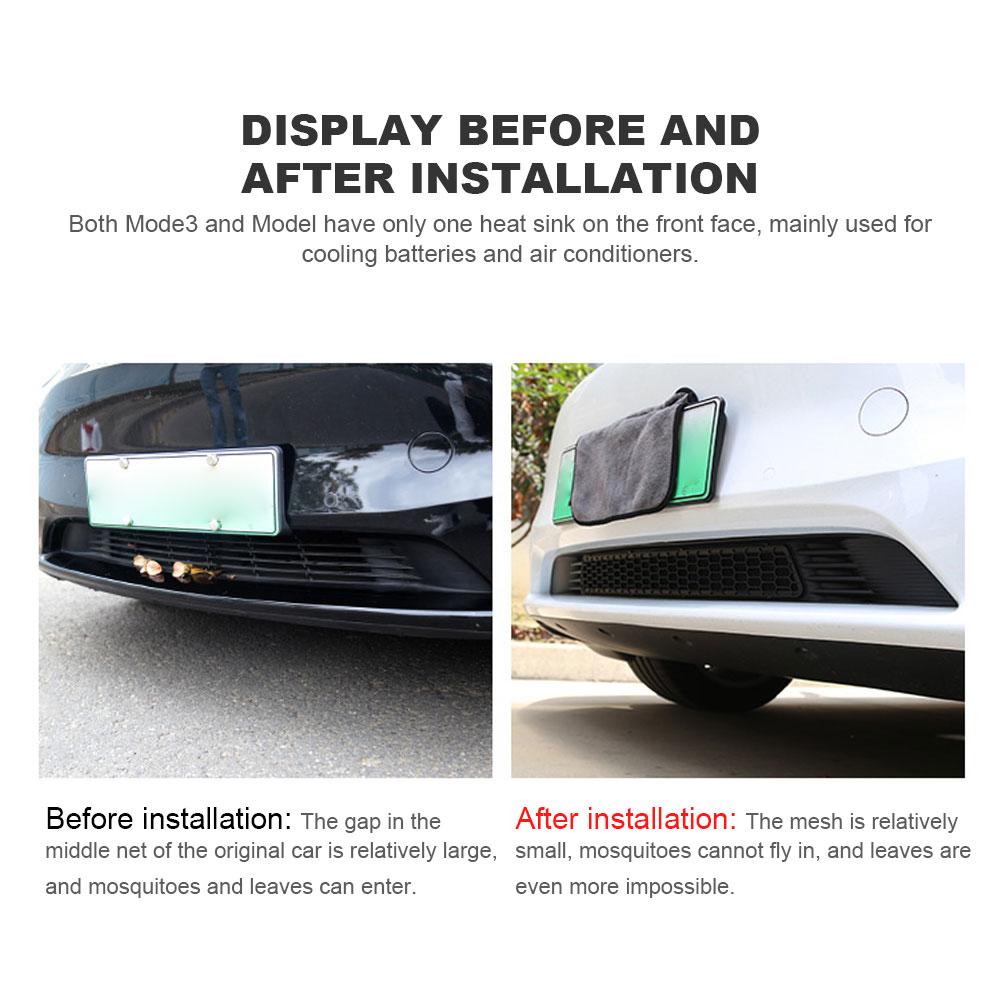 Car Racing Grills Heat Radiation Integrated Anti-insect Mesh Removable Buckle Installation for Tesla Model 3 Y 2020-2023