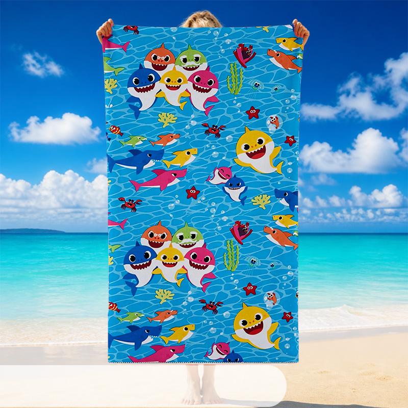 Quick Dry Beach Towel Baby Shark Pattern, Lightweight Absorbent Towel for Pool Beach Vacation Use