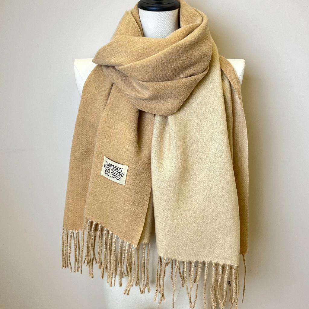 Double-sided Two Colors Scarf Simple Basic Imitation Cashmere Tassel Shawl Autumn Winter Unisex Coldproof Neck Guard Scarf