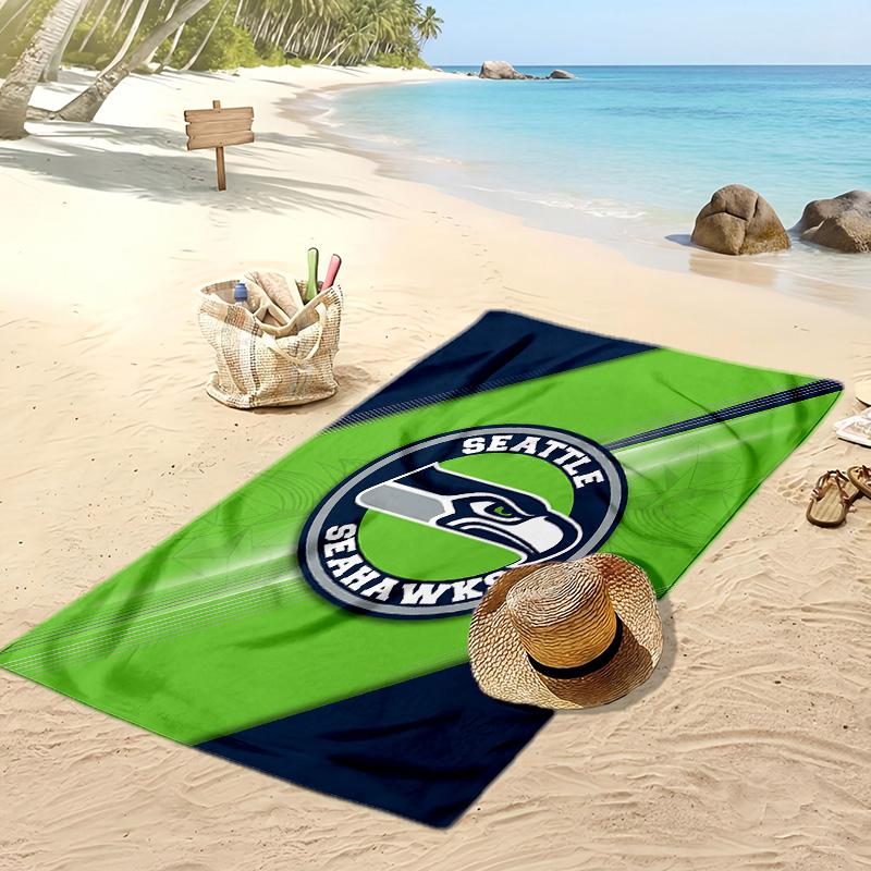 Пляжное полотенце с принтом Seattle Seahawks Мягкое Портативное Быстросохнущее?Сухое полотенце для бассейна, летнего отпуска, активного отдыха на природе