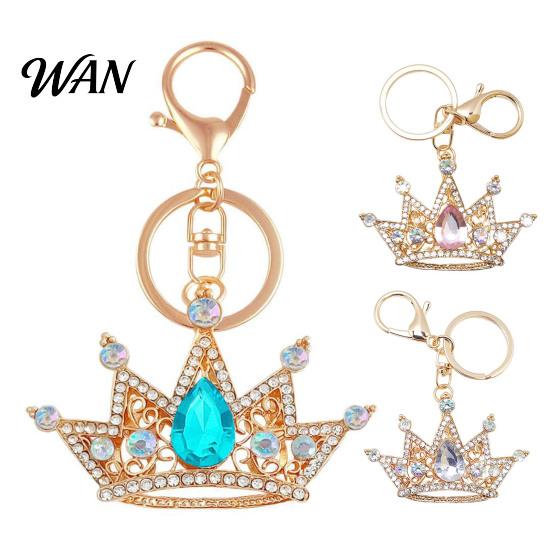 Rhinestone Keychain Pendant Sparkling Rhinestones Inlaid Crown Design Key Durable Metal Holder with Lobster Clasp Lightweight Car Bag Decoration Ring