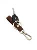 Men's Personalized Crazy Horse Leather Keychain with Metal Ring