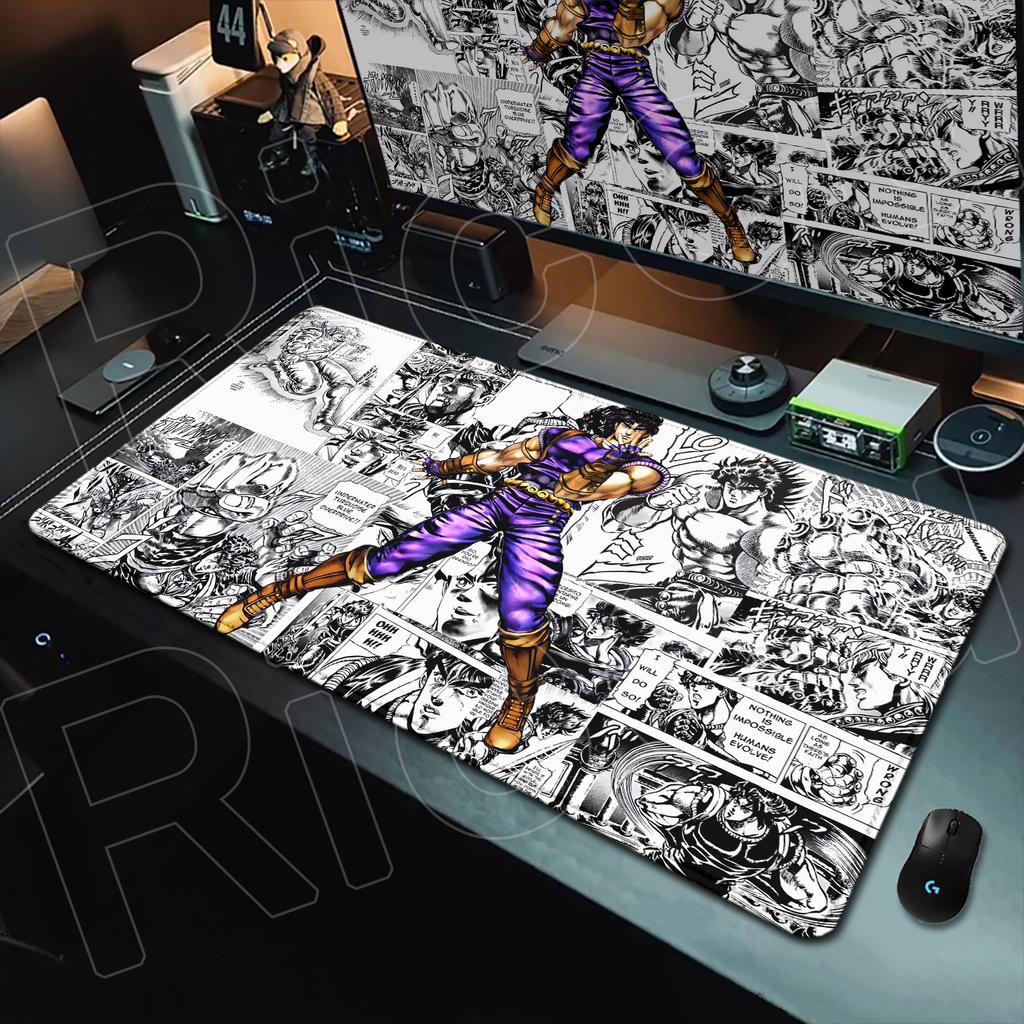Игровой коврик для мыши Аниме Jojo's Bizarre Adventure, резиновая нескользящая основа, Deskmat, Куджо Джотаро, Настольный коврик для клавиатуры, Игровые и офисные аксессуары