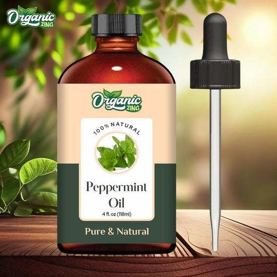 Organic Zing Peppermint Arvensis Essential Oil Pure & Natural for Skin, Face, Hair Care, Aromatherapy, Diffuser, Conditioner - 118ml