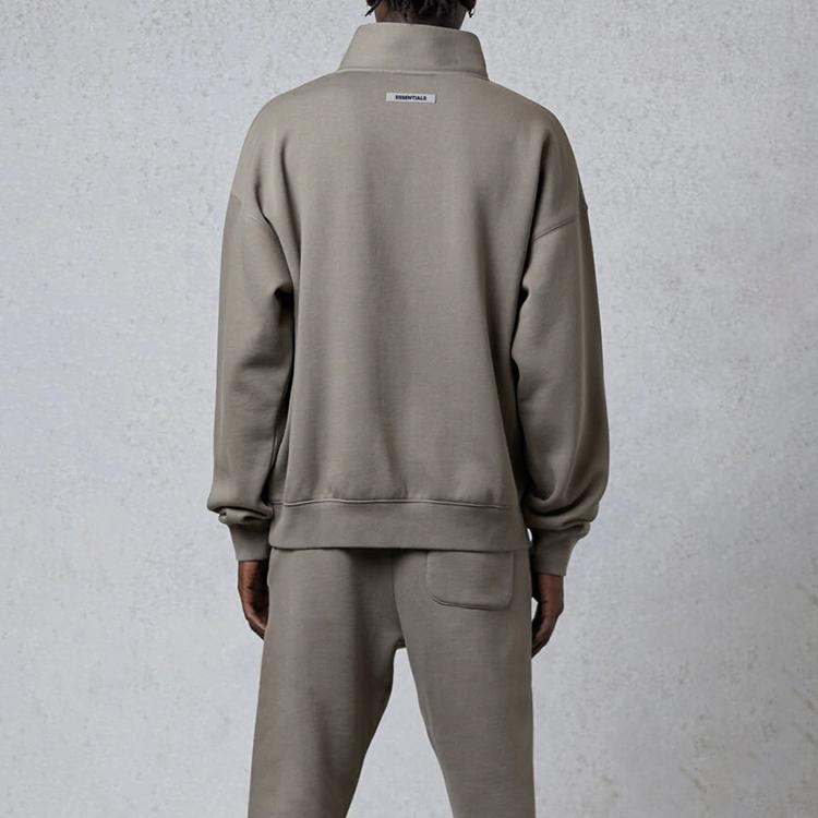 Fear of God Essentials Свитшот с полумолнией из флиса FW20 Унисекс Топы Тауп FOG-FW20-209
