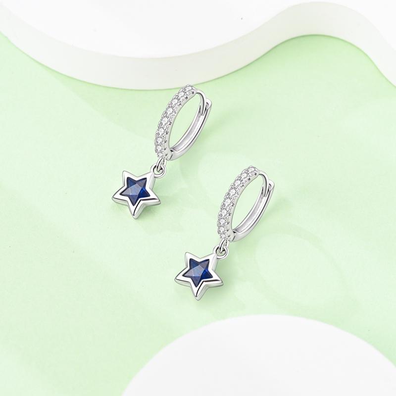 New 925 Sterling Silver Star Moon Earrings for Women Sparkling Zircon Ear Studs Luxury Romantic Fine Jewelry Gift for Girl