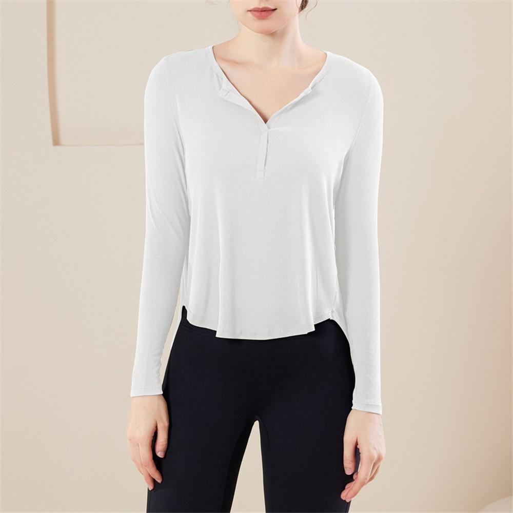 Свободная футболка для фитнеса и йоги с длинным рукавом, быстросохнущая накидка, новинка осени, универсальный топ с нитью для спортивного фитнес-костюма для женщин