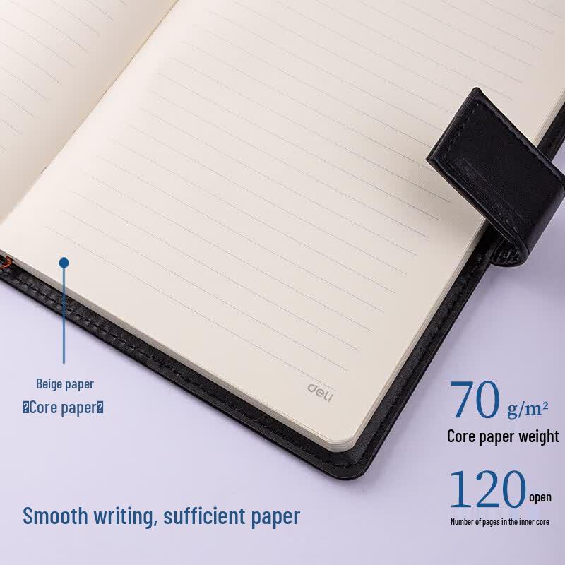 Deli Business Leather Notebook with Snap Button