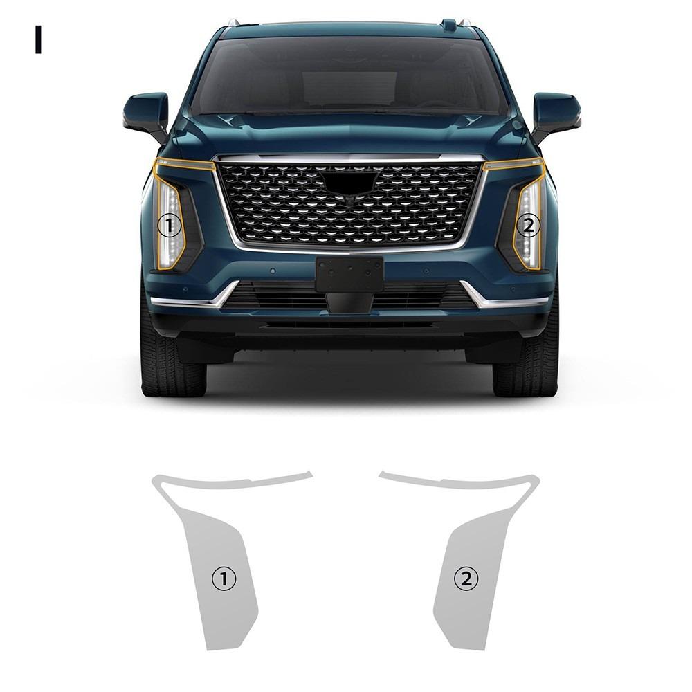 TPU Headlight Protective Film for Cadillac Escalade 2025-2026 Transparent & Smoked Black Anti-Scratch Auto Interior Sticker