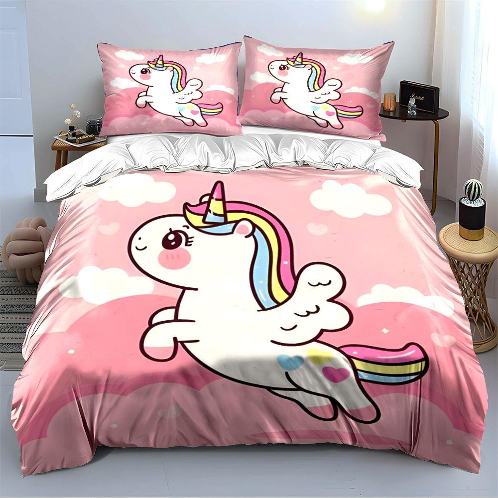 Flying Unicorn Pink Bedding Set Bedding Duvet Cover Set Duvet Cover Pillowcases (1 * Duvet Cover 2 * Pillowcases, without duvet insert)