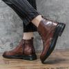 Мужские ботинки в британском стиле, тренды, новинка, повседневные кожаные ботинки, ботильоны премиум-класса, удобные ботинки с высоким берцем, мужская уличная обувь, боты