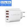 Универсальное дорожное зарядное устройство с вилкой US/EU/UK, 3 порта USB + Type-C и PD, адаптер для нескольких телефонов