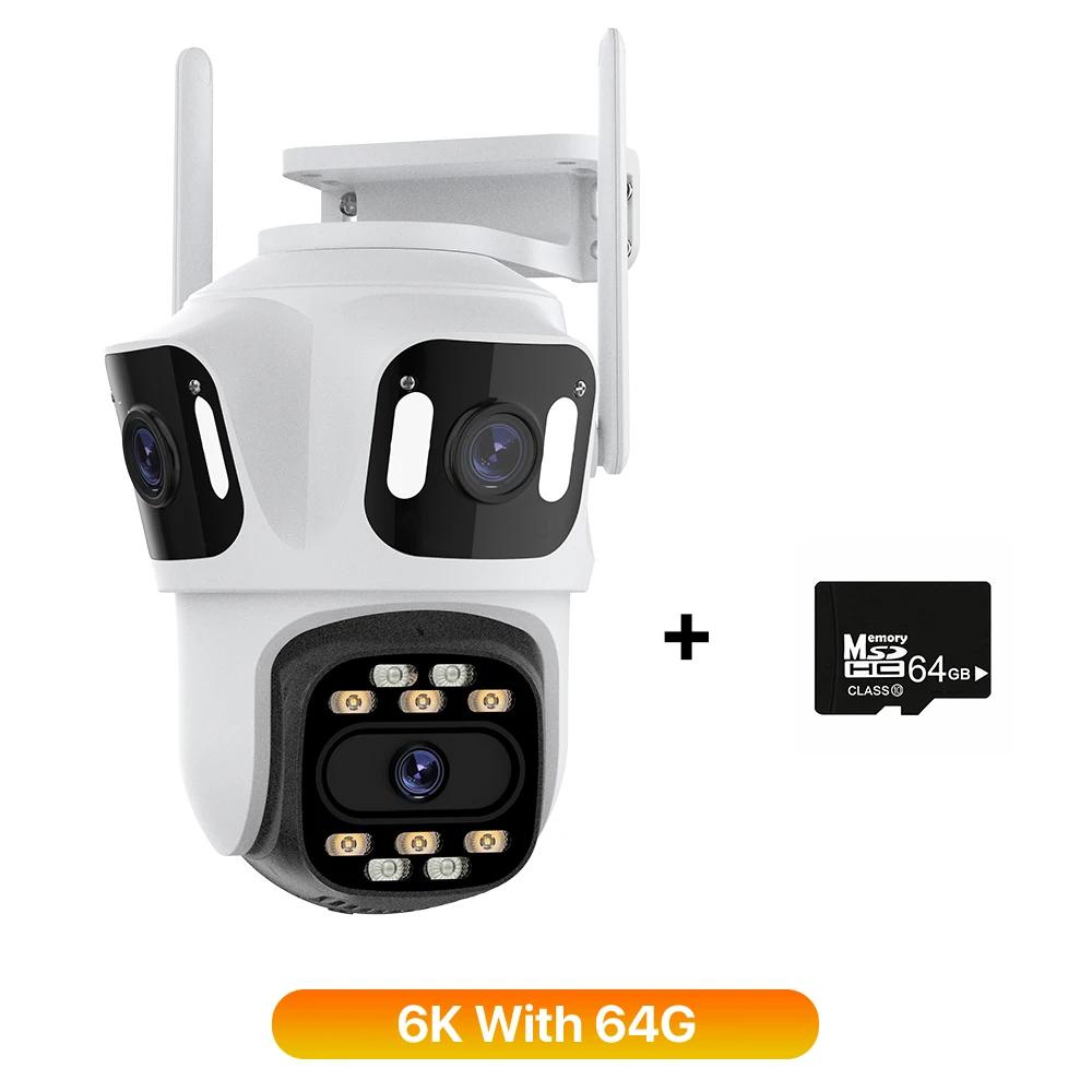 Три объектива, три экрана, Wi-Fi PTZ-камера, 6K 4K HD, уличная IP-камера с автоматическим отслеживанием, камера видеонаблюдения, камера видеонаблюдения P2P ICSEE