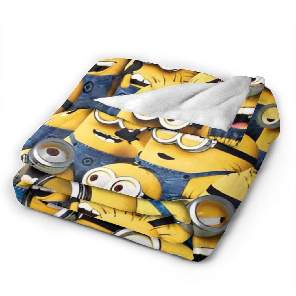 M-Minions Cute Cartoon Blanket Multi-size Warm Cozy Fluffy Throw Blankets for Sofa Couch and Bed