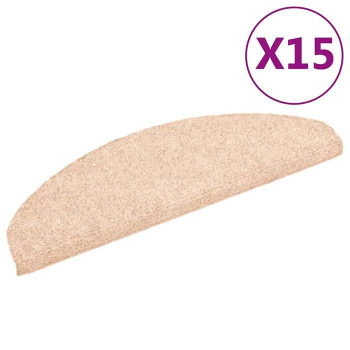 VidaXL Self-Adhesive Stair Treads 15 Pieces 65 X 21 X 4 Cm Light Brown Semicircular Large 132696