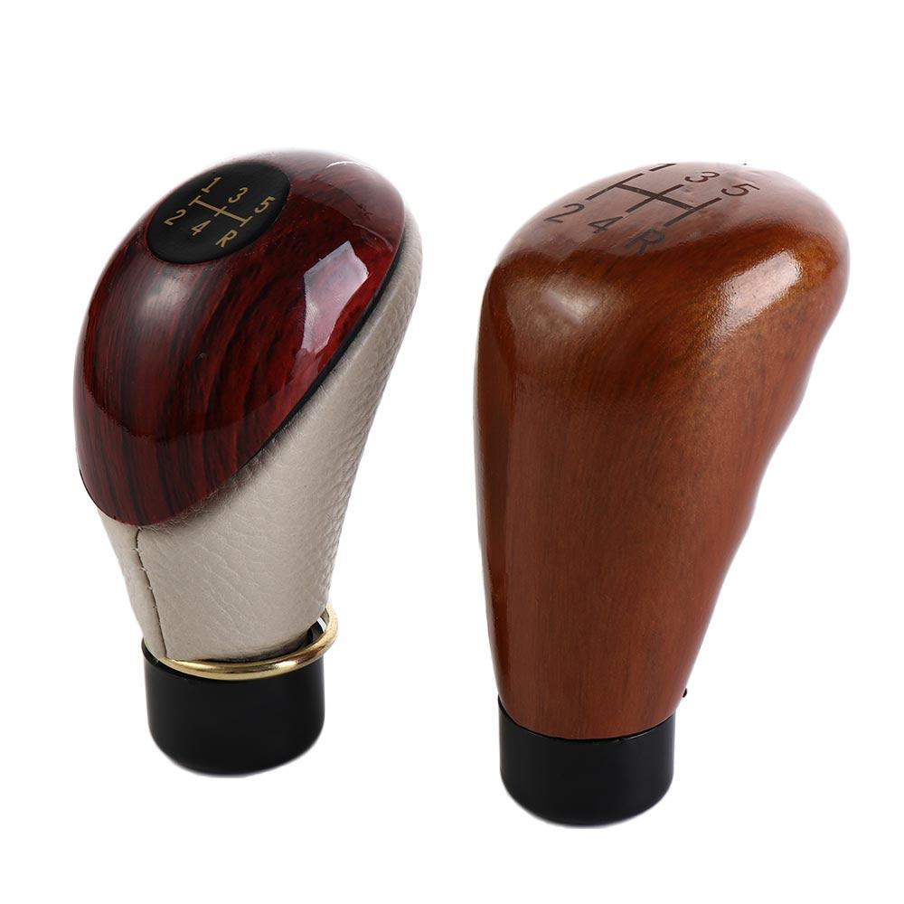 Knob Gloss Imitation Peach Wood Manual Gear Stick Knob Shift Shifter 5-Speed Lever Car Shift Knob