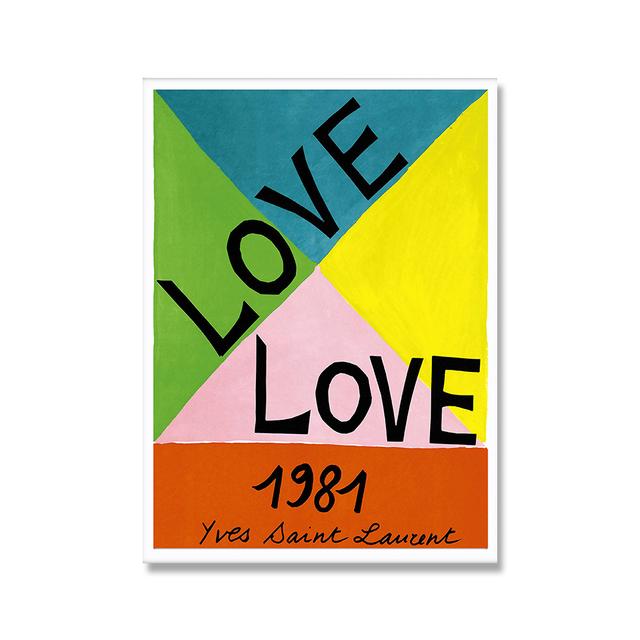 Nordic Style Modern Love Exhibition Poster Wall Art Canvas Painting Simple Love Living Room Home Decoration Painting No Frame