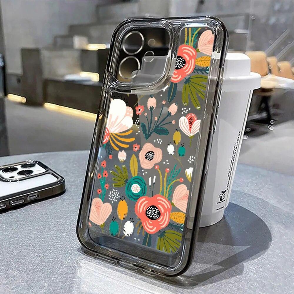 Чехол для телефона с цветком для iPhone 11, чехол для iPhone 13, 12, 15, 14 Pro Max 7, 8, 14, 15 Plus XR XS X SE, силиконовый противоударный бампер, прозрачный чехол
