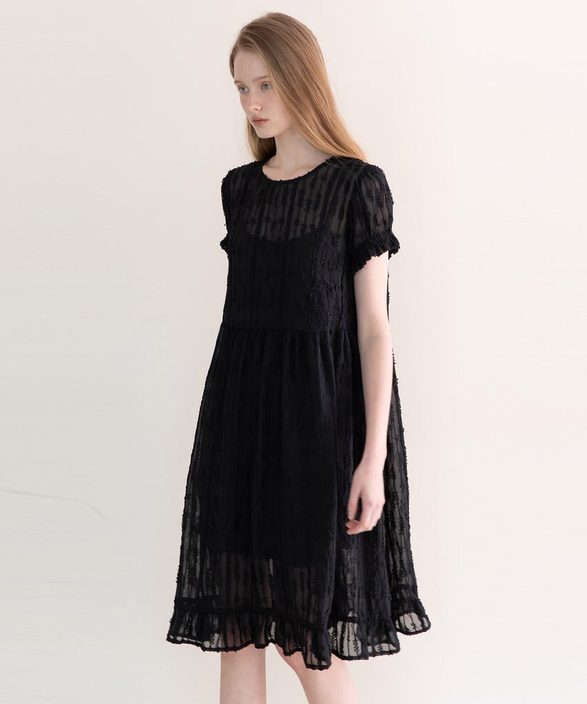 J Mark New York Lace Shirring Dress - Black