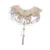 Removable Collar Shawl with Floral Embroidery Chain Tassels Women Versatile Lightweight Yunjian
