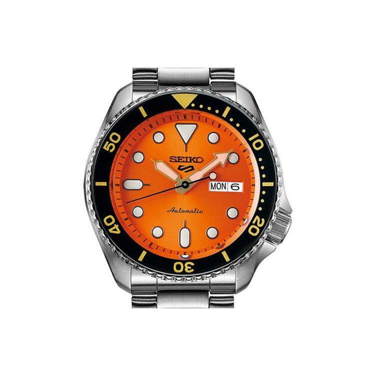 Seiko 5 Серия Оранжевый Дайвер Механический Механизм Ремешок из Нержавеющей Стали Часы Мужские SRPD59K1