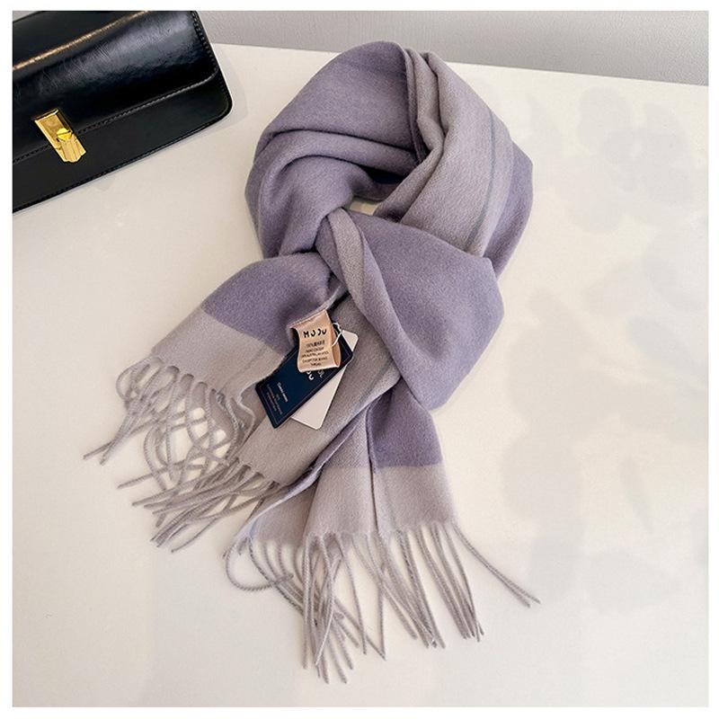 Luxury Winter 100% Wool Scarf Women Thicken Solid Cashmere Handkerchief Warm Pashmina 2 Colours Female Shawl Pareo Soft Bufanda