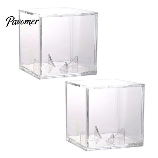 Sleek Acrylic Baseball Display 2Pcs Case Transparent Cube UV Protected Basketball Holder Golf Tennis Billiard Storage Box