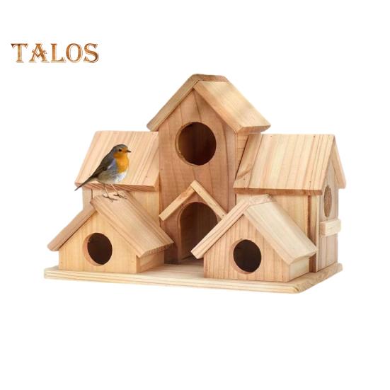 Домики для птиц для улицы, деревянное гнездо колибри, кормушка для птиц, большой скворечник для улицы с 6 комнатами для декора садового дворика