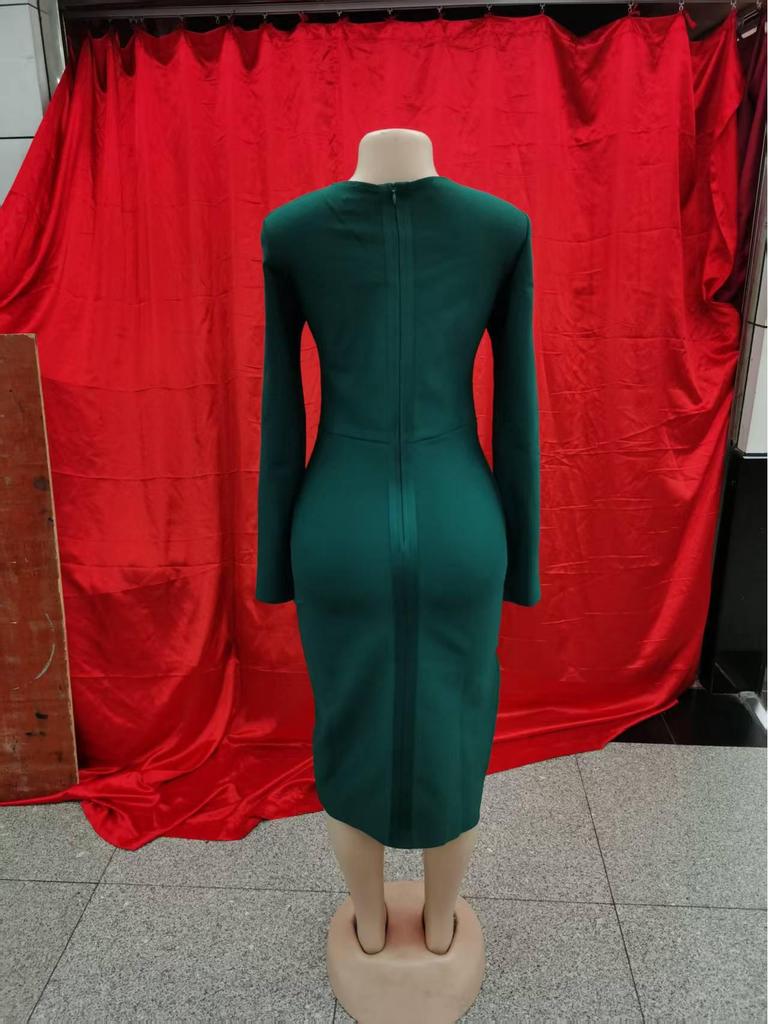 Женское сексуальное облегающее платье-бандаж с бусинами и длинными рукавами с разрезом