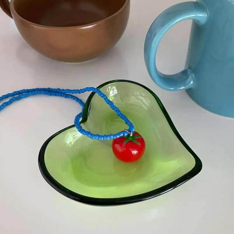 Красочное колье-подвеска из смолы в виде помидора, богемный стиль, чокер из бусин, уникальный подарок, регулируемая длина, цепочка-колье с помидором