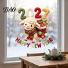 Reusable Window Stickers Happy New Year Cling, 2027 Crochet Sheep Snowflake Festive Decorations Glas Sticker, Christmas Holiday Decoration Static