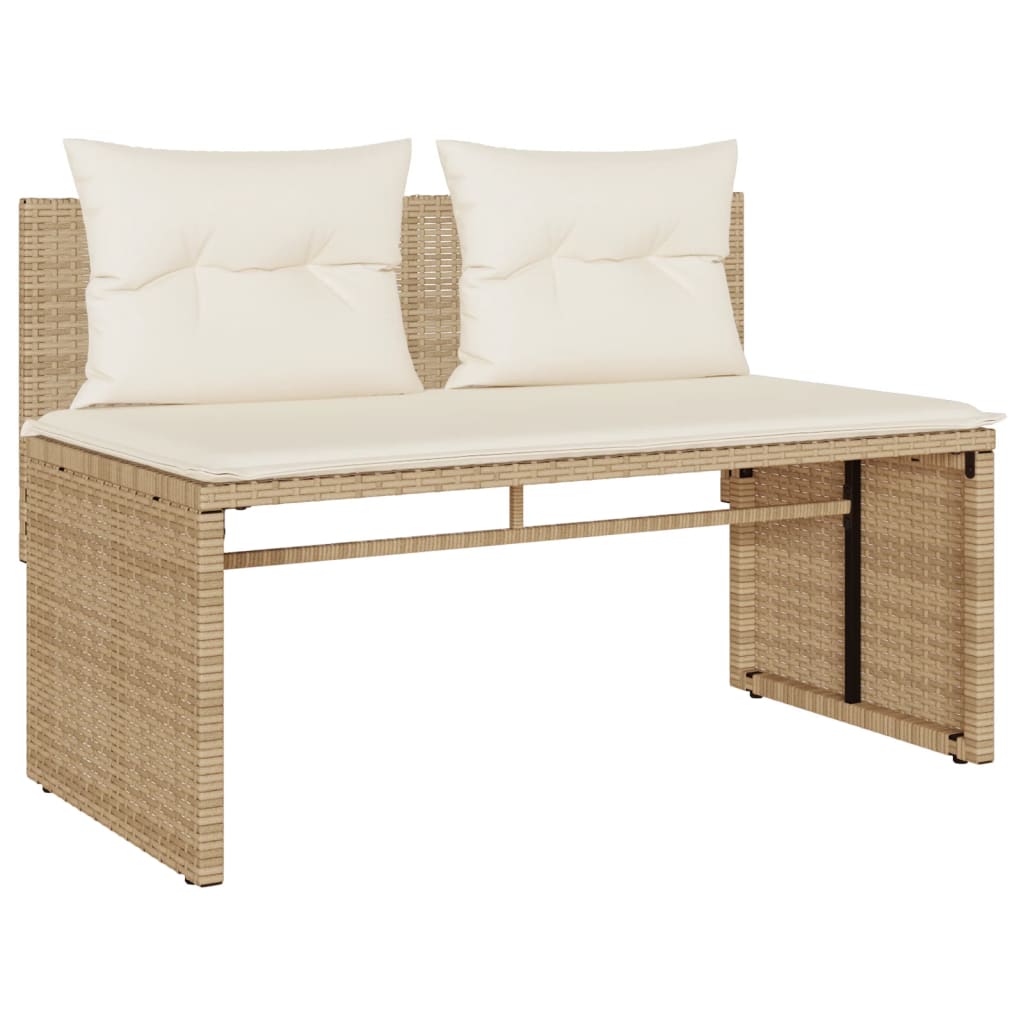 4 Piece Outdoor Sofa Set with Cushions Beige Poly Rattan