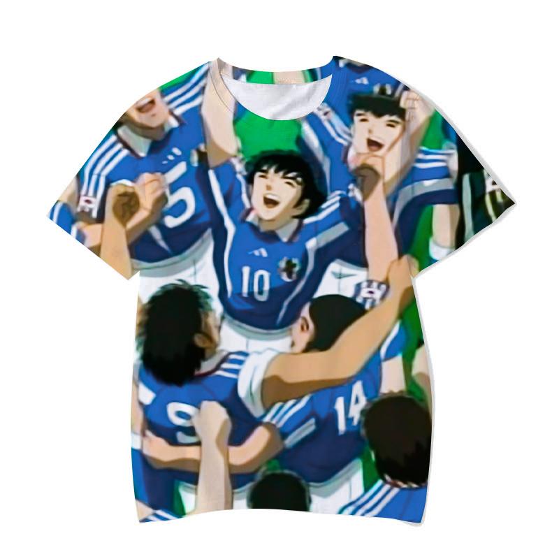 Футболки с героями аниме «Капитан Цубаса» с 3D принтом, уличная одежда для мальчиков и девочек, повседневная модная футболка большого размера с круглым вырезом, детские футболки, одежда