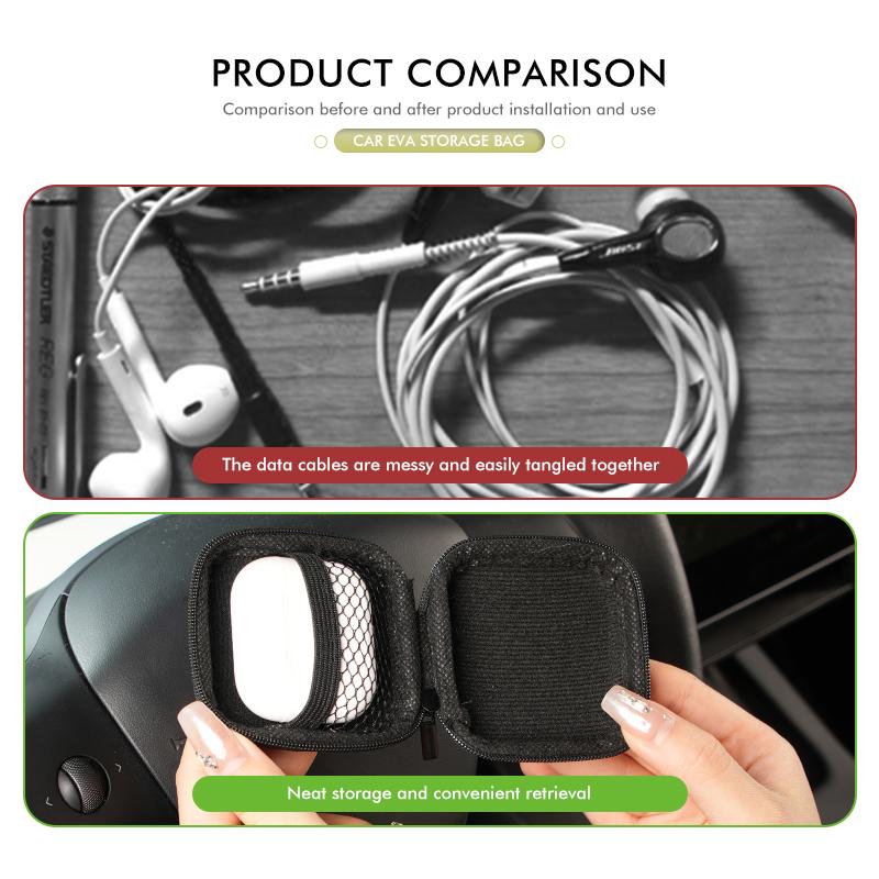 XMDSF1 For Alfa Romeo Car Data Cable Earphone Charger U Disk Zipper Pouch Accessories 159 Giulietta 156 147 Giulia Mito GT Stelvio
