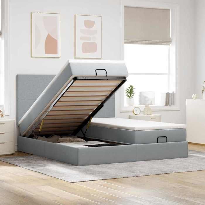 Maison Exclusive - Cadre de lit ottoman et matelas gris clair 160x200cm tissu