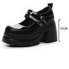 Fujin 10cm Patent Leather Breathable Pumps Fashion Chunky Heels Mary Jane Buckle Platform Autumn Summer Ankle Boots Spring Shoes
