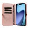 For iPhone 17 Air Case YIKATU YK-008 Zipper Wallet Leather Phone Cover with Shoulder Strap