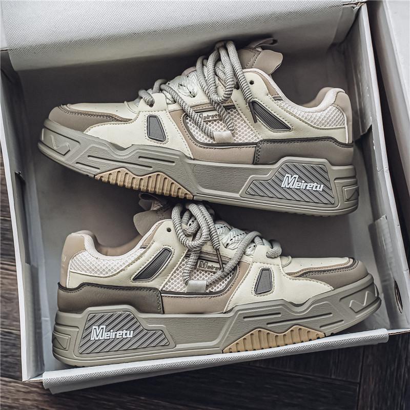 Модные осенние мужские туфли для скейтбординга на толстой подошве, удобные нескользящие повседневные кроссовки на шнуровке для мужчин, для активного отдыха на свежем воздухе