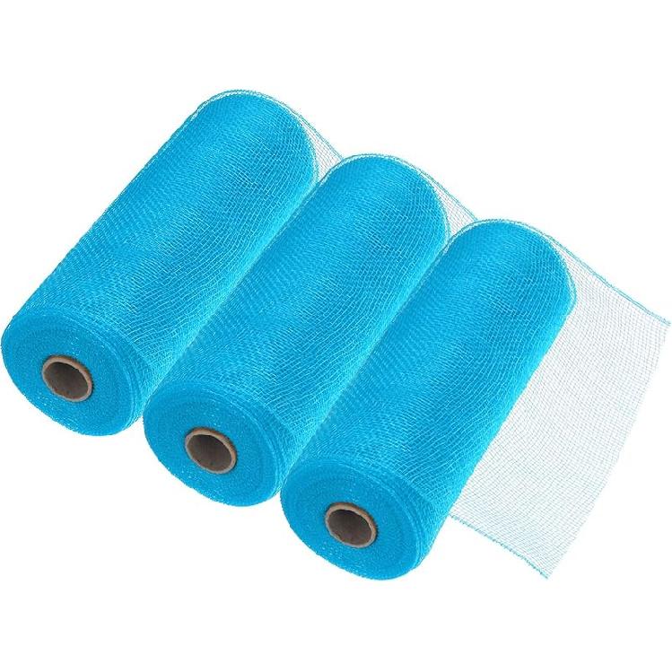 MECCANIXITY 3pcs 10 Inch Poly Burlap Mesh for Wreath, Decorative Mesh Fabric Ribbon 10 Yard for Fall Easter Christmas Flower Bow, Dark Green