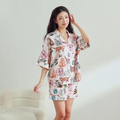 Пижама, женский костюм с рисунком из мультфильмов, шорты с короткими рукавами, высококачественная домашняя одежда, для ношения на открытом воздухе