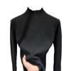 Autumn and Winter Women's Bottoming Shirt Knit Sweater Wooden Ear Edge Soft Half-high Neck Bottoming Shirt Long Sleeve Tops