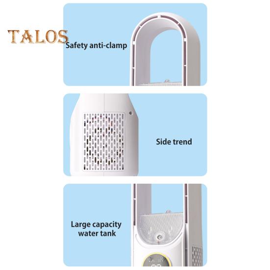 Безлопастной настольный вентилятор с 6 скоростными режимами, мощный воздушный поток, компактный дизайн, портативный перезаряжаемый, тихий охлаждающий вентилятор-распылитель