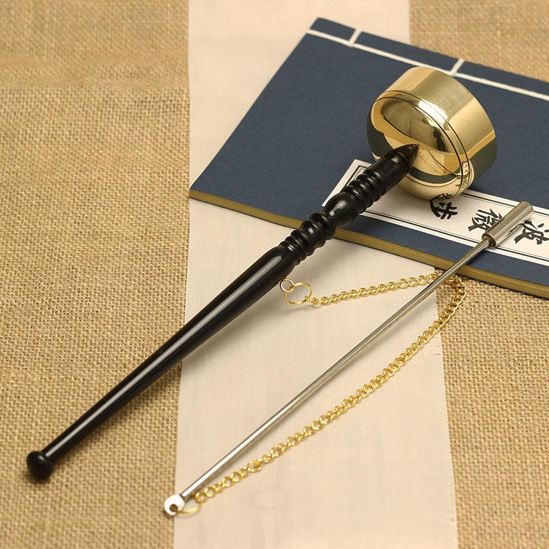 Тибетский медитационный и молитвенный колокольчик - латунный колокольчик с деревянной ручкой для буддийского пения, священных писаний, принадлежностей для храмовых церемоний