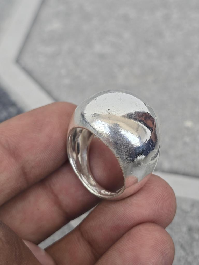 Dome Ring, 925 Sterling Silver Ring, Large Plain Wide Band, Boho Statement Ring, Handmade Ring, Anxiety Ring, Engagement Ring