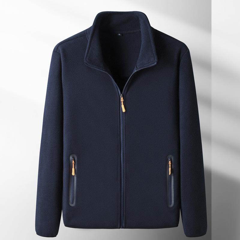 Men's Coat with Fleece Windproof Warmth and Casual Standing Collar Large Jacket for Men
