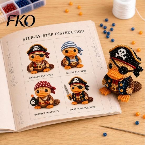 Hand-stringing Bead Kit 3D Beaded Platypus DIY Kit, Tiny Animal Crafting Set, Making Beginner Beading Set for Adults, Creative Decoration, Birthday