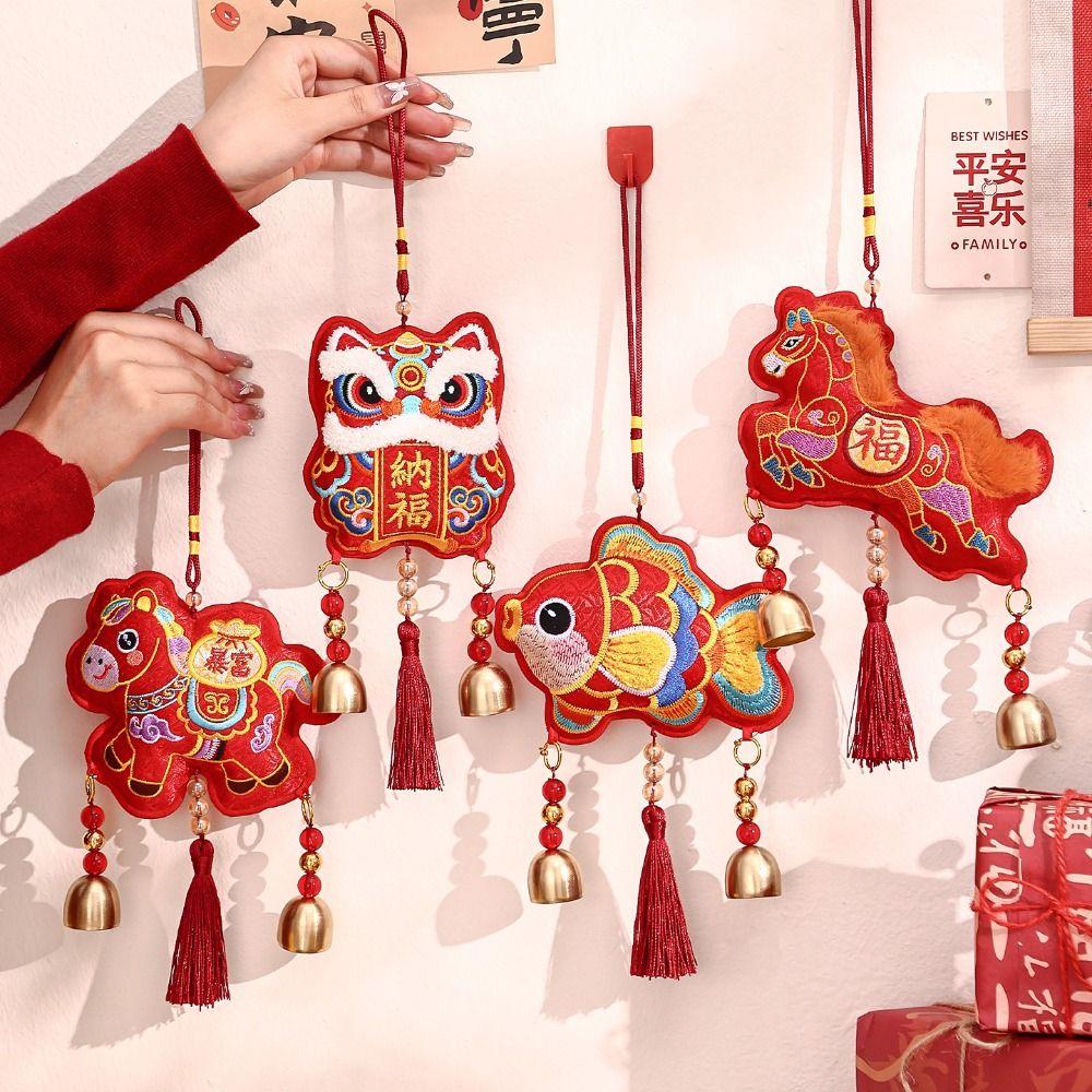 Красный кулон-лошадь, вышитый, Год Лошади, подвесное украшение для гостиной