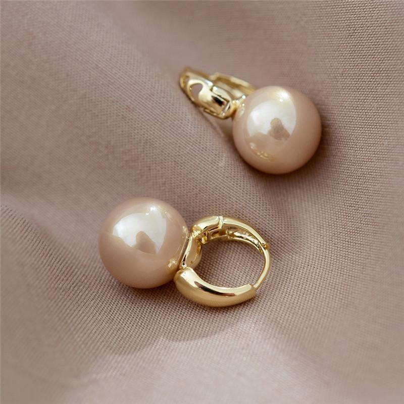Cute Simulation Pearl Studs Hoop Earrings For Women Eardrop Minimalist Earrings Wedding Fashion Jewelry
