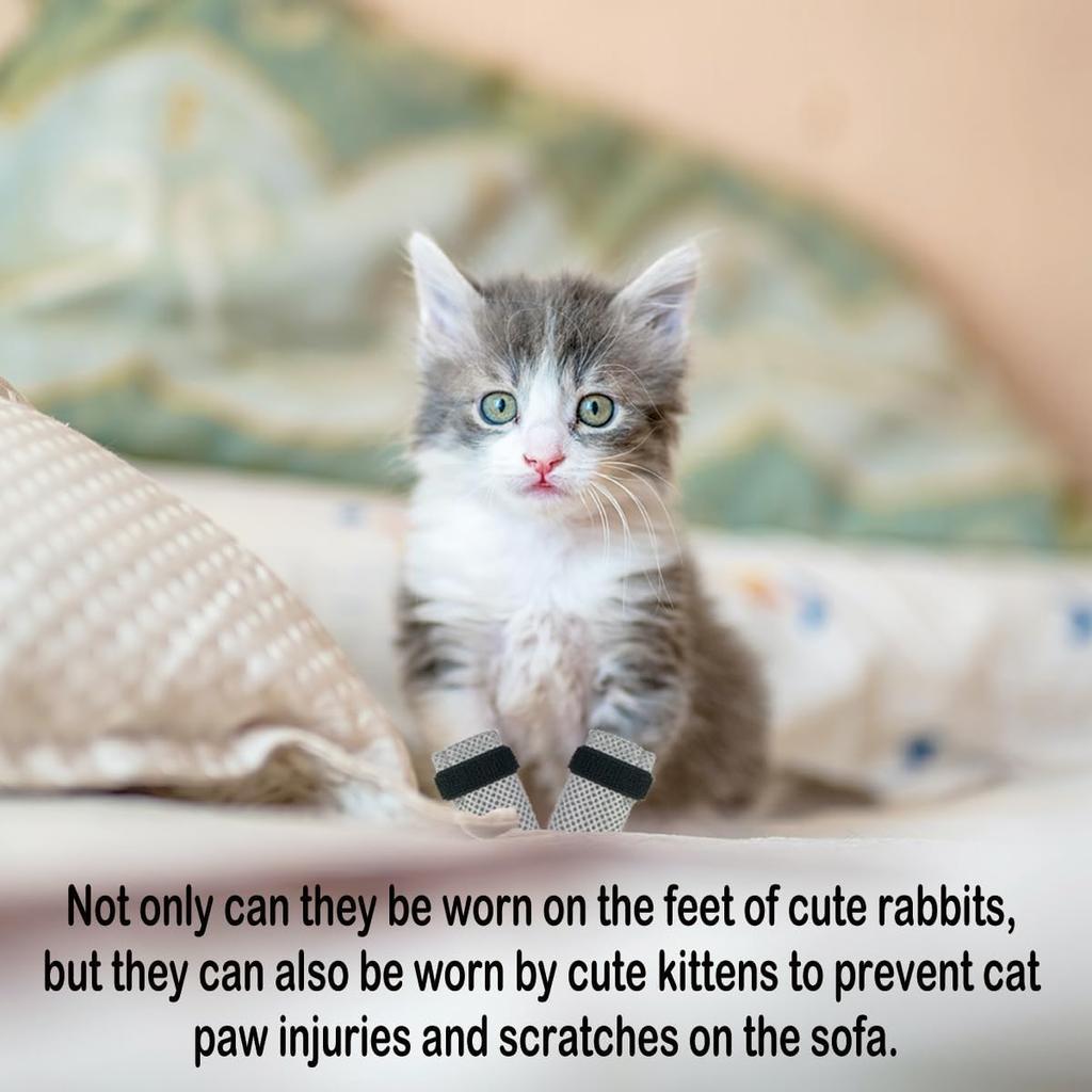 4 PCS Cat Mittens to Prevent Scratching,Mesh Breathable Cat Shoes,Adjustable Cats Anti Scratch Gloves,Suitable for Cats When Bathing and Nail
